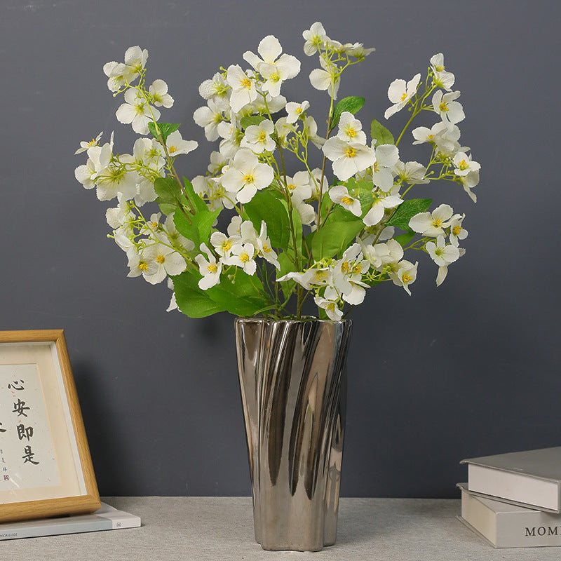 Single Stem 5-Headed Spring Harmony Hydrangea - Perfectly Realistic Faux Floral for Weddings and Rustic Photography Decor