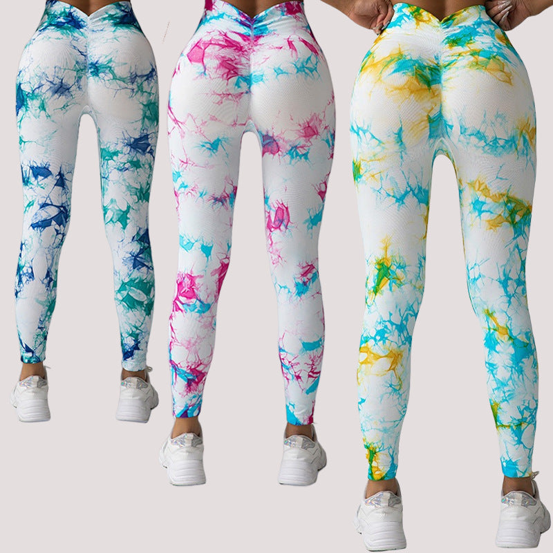 High Waisted Tie Dye Yoga Leggings for Women Butt Lifting Form Fitting Fitness Pants for Outdoor Activities and Training