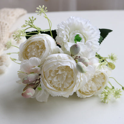 Stunning 5-Head Nordic-Inspired Artificial Flower Arrangement with Hydrangeas, Peonies, and Berries for Elegant Wedding and Home Décor