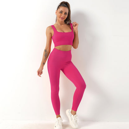 Quick Dry Yoga Set with Shockproof Sports Bra Yoga Tank and Long Leggings Comfort for Active Workout Enthusiasts