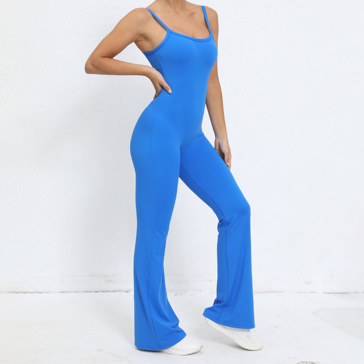 Slim Fit Yoga Jumpsuit for Women High Waisted Butt Lifting Workout Bodysuit with Flared Wide Leg Pants for Comfort and Style