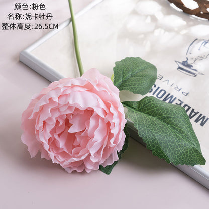 Realistic Single Stem Peony Artificial Flower - INS Style Decorative Home Accent for Weddings and Events, Perfect for Lasting Beauty in Your Decor - PJ1005