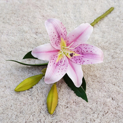 Realistic Miniature 3D Lily - Short Stem Artificial Flower for Home, Hotel Decor, Wedding Photography, and Event Styling