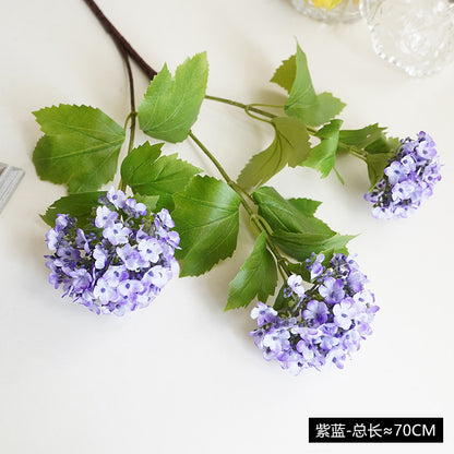 Three-Headed Small Hydrangea Faux Flowers - Lifelike Decorative Accents for Home and Weddings - Lucky Snowball Simulated Floral Arrangement