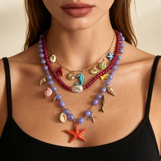 Summer Vacation Ocean-Inspired Layered Necklace for Women – Versatile, Stylish, and Perfect for Any Outfit
