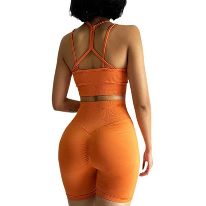 Seamless Backless Sports Bra and High Waisted Peach Lift Yoga Set for Fitness Yoga and Everyday Wear