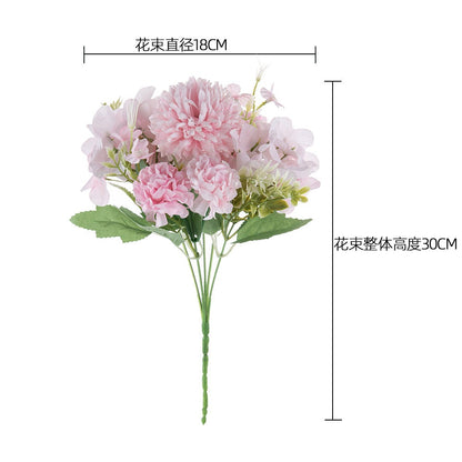 Stunning Dandelion Hydrangea Bouquet - Realistic Faux Flower Arrangement for Home Decor - Charming Green Plant Art Piece MW66668