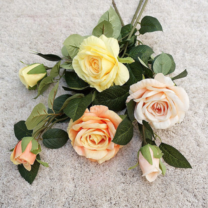 Stunning Single-Stem 2-Head Ophelia Roses - Realistic Faux Flowers for Weddings, Home Décor, and Photography Decor