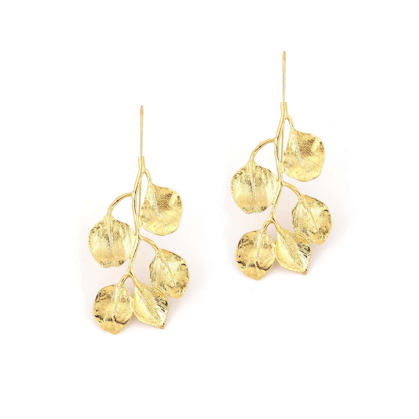 Stylish Women's Metal Leaf Earrings - Unique and Bold Dangle Design for a Chic Statement Look