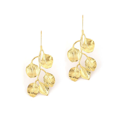 Stylish Women's Metal Leaf Earrings - Unique and Bold Dangle Design for a Chic Statement Look
