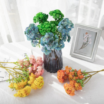 Realistic 6-Head Large Cauliflower Faux Flowers - Perfect for Home Decor, Wedding Decorations, and Succulent Plant Wall Displays (MW17680)