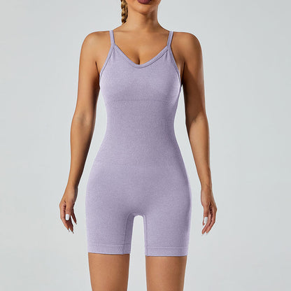 Seamless Knitted Yoga Bodysuit for Women High Waisted Peach Butt Lifting Activewear for Yoga Gym and Fitness Workouts