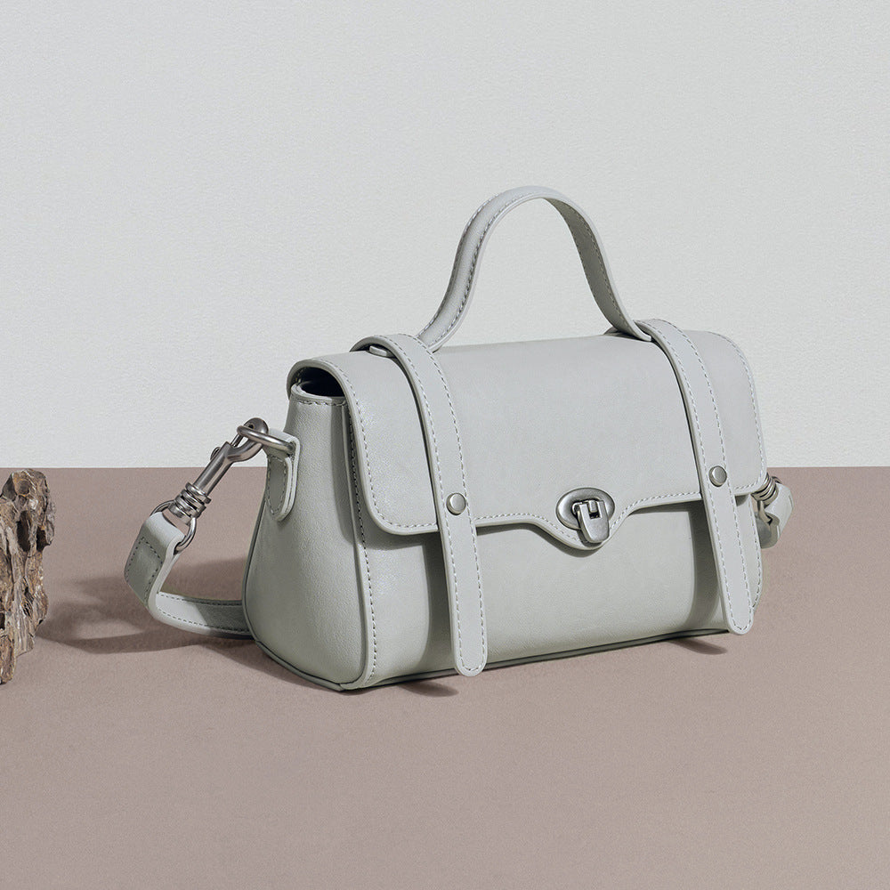 Vintage Korean Cambridge Messenger Bag Genuine Leather Crossbody Handheld Women's Purse