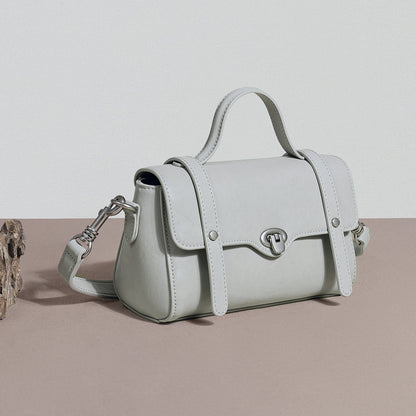 Vintage Korean Cambridge Messenger Bag Genuine Leather Crossbody Handheld Women's Purse