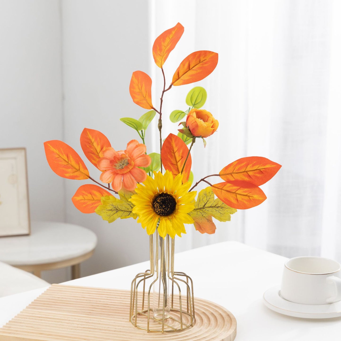 Stunning Autumn Sunflower Bouquet – Realistic Artificial Floral Arrangement for Creative and Minimalist Home Decor, Perfect for Living Room Display