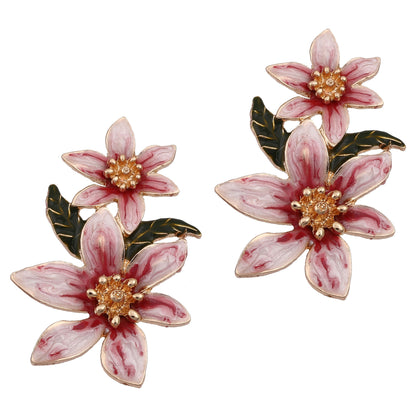 Stunning  Creative Flower Drop Oil Alloy Earrings - Versatile Floral Design for Every Occasion
