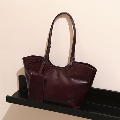 Genuine Leather Tote Bag for Women Large Capacity Feel for Commuting