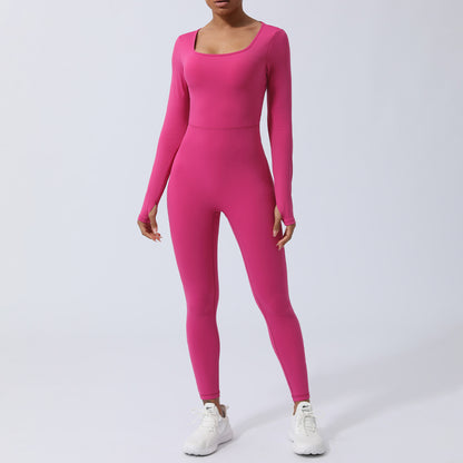 Quick Dry Backless Yoga Bodysuit Long Sleeve Compression Workout Outfit for Lifted Glutes and Enhanced Performance