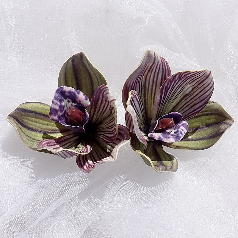 Realistic 3D Printed Silk Flower Orchid Head – Perfect for Wedding Decorations, Elegant Gifting, and Fashion Accessories