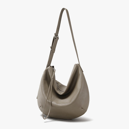 Large Capacity Tote Bag Made from Grain Leather Versatile Soft Leather Shoulder and Crossbody Bag for Every Occasion