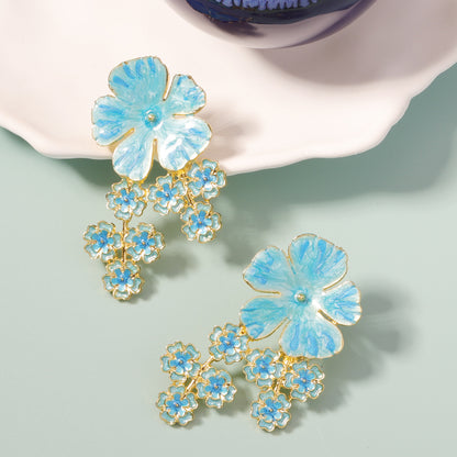 Stylish  Alloy Drop Oil Flower Earrings - Exquisite and Bold Floral Design for a Sweet and Chic Look