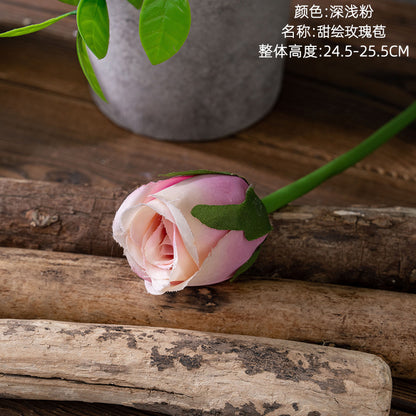 Realistic Pink Rosebud Artificial Flowers - Perfect for Wedding Decor, Home Styling, and Events - INS Trendy Greenery PJ1068