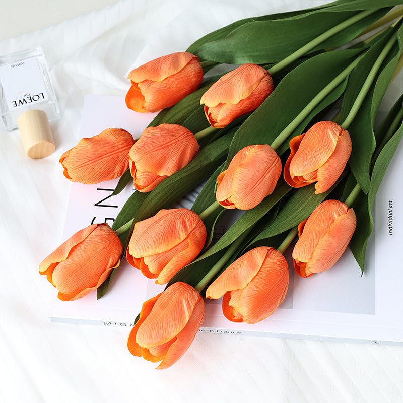 High-Quality Faux Tulip Flower with Moisture-Like Touch - Perfect for Home Décor, Photography Props, and Lasting Elegance