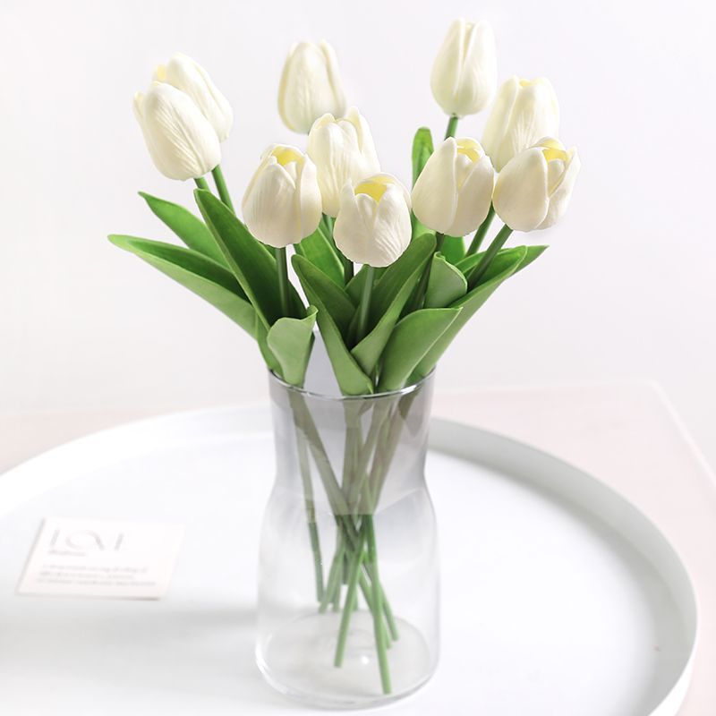 Elegant Realistic Tulip Faux Flowers Arrangement - Stunning Home Décor Piece for Living Room, Dining Table Floral Art, Perfect for Photography Props and Events