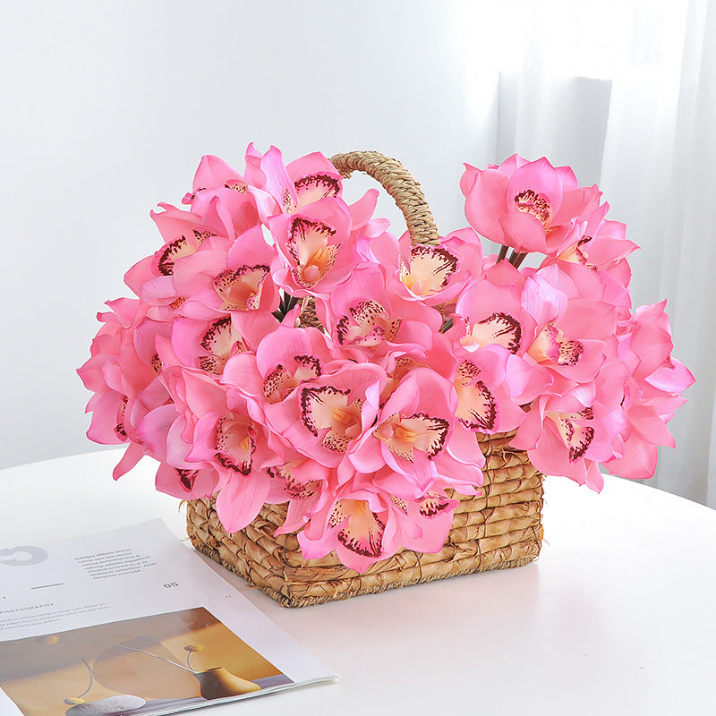 Luxurious Lifeslike Orchid Bouquet - Soft Touch Moisturizing Artificial Flowers for High-End Home Decor and Elegant Wedding Bouquets