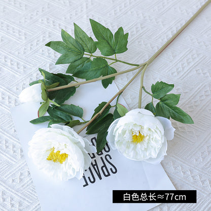 Realistic 3-Head Silk Peony Flowers for Elegant Home Décor and Wedding Decoration Props - Perfect for Photography and Event Styling