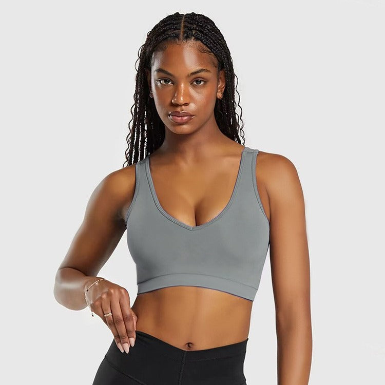 Chic Sports Bra with Padding Women's Short Yoga Top for Workout and Fitness