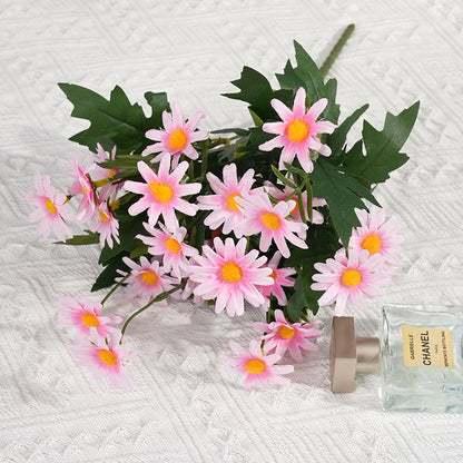 Charming Faux Daisy Flower Arrangement - Fresh and Lively Dutch and Persian Daisies for Home Decor, Weddings, and Photography Props