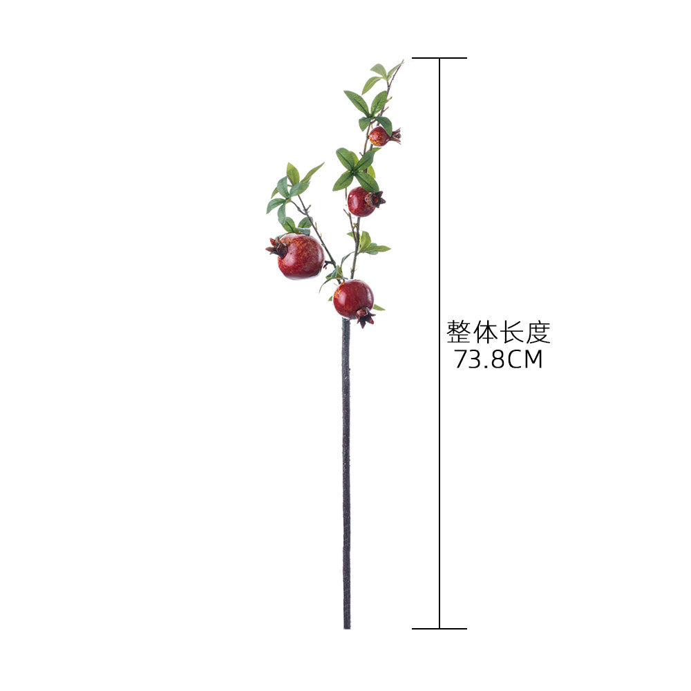 Realistic Four-Head Pomegranate Branch - Stunning INS-Style Artificial Flower for Home Decor, Wedding Celebrations, and Event Arrangements - Model MW10889