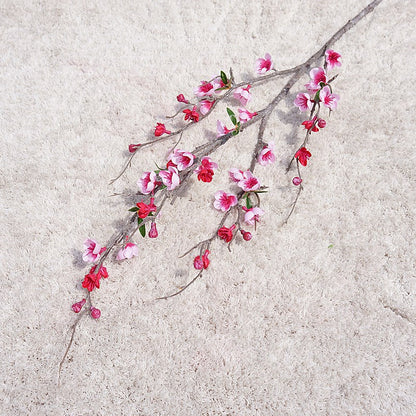 Single Stem 5-Branch Faux Peach Blossom - Stunning Artificial Flowers for Weddings, Home Decor, Hotels, and Event Photography