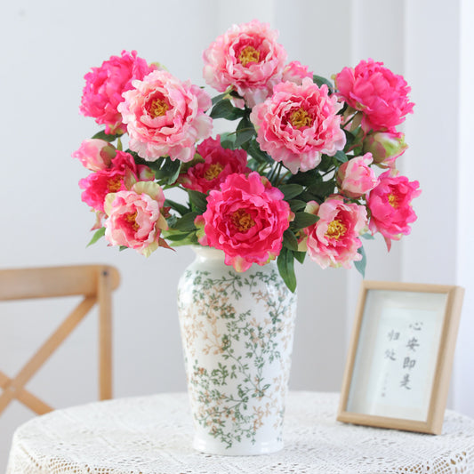 Realistic 3-Head Peony Wedding Decor - Stunning Silk Floral Arrangements for Home and Event Decoration, Perfect Faux Flowers for Wedding Centerpieces