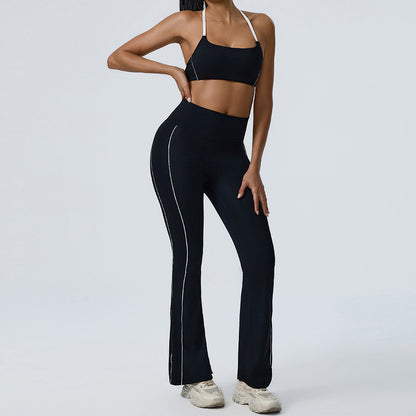 Elevate Your Workout with our Yoga Bra and High Waisted Wide Leg Pants Set Flattering Bell Bottoms for Comfort and Support