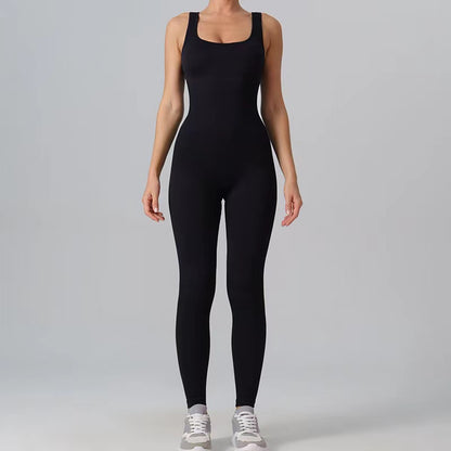 Seamless Knitted Ribbed Bodysuit for Women High Waisted Sculpting and Stretchy Fitness Jumpsuit for Comfort and Style