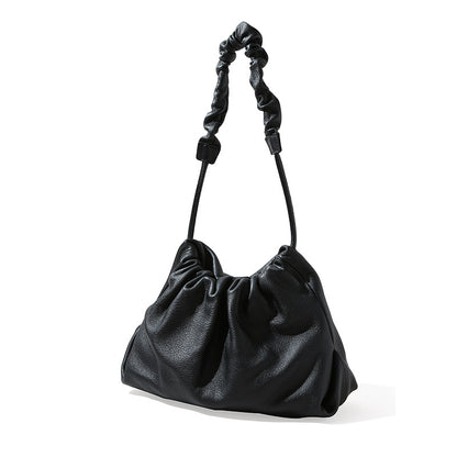 Luxury Genuine Leather Designer Drawstring Cloud Bag Chic Minimalist Crossbody and Shoulder Bag with Pleated Detailing for Unique Style