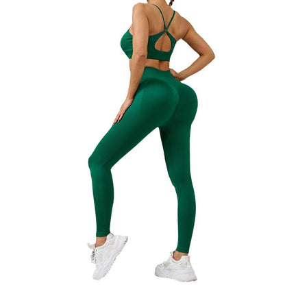 Seamless Women s Yoga Outfit Set Outdoor Sports Bra with Beautiful Back Design Butt Lifting Yoga Pants Tank Top and Long Trousers for Fitness Comfort