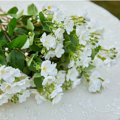 Realistic Jasmine Flower - Charming Faux Silk Hydrangea for Fresh Rustic Decor - Perfect for Outdoor Bars, Living Rooms & Dining Spaces