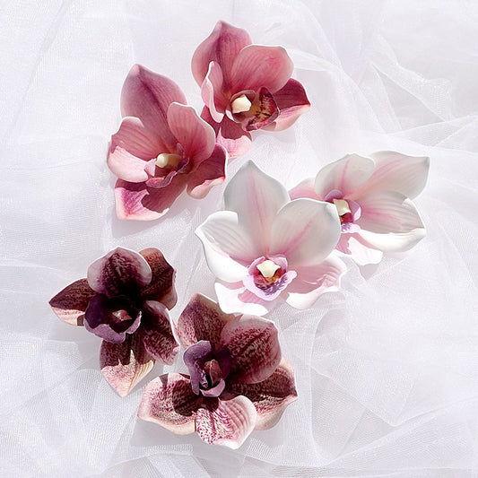 Realistic 3D Printed Silk Flower Orchid Head – Perfect for Wedding Decorations, Elegant Gifting, and Fashion Accessories