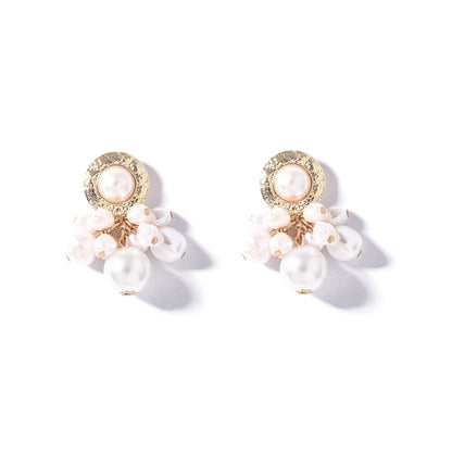 Chic Minimalist Irregular Pearl Tassel Earrings for Women - Unique Design for a Stylish Look