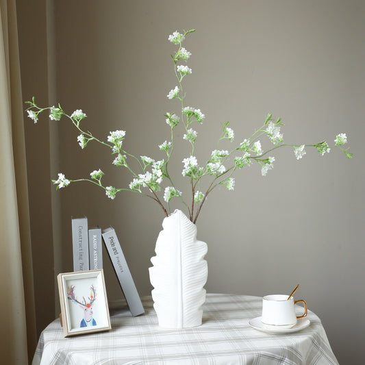 Artificial Snow Willow Branch Flower Bundle - Stunning Silk Cherry Blossom Arrangement for Living Room, Dining Table, and Outdoor Decor