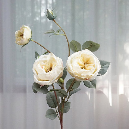 Realistic Faux Rose Single Stem with Burnt Edges – Perfect for Rustic Wedding Décor and Home Styling