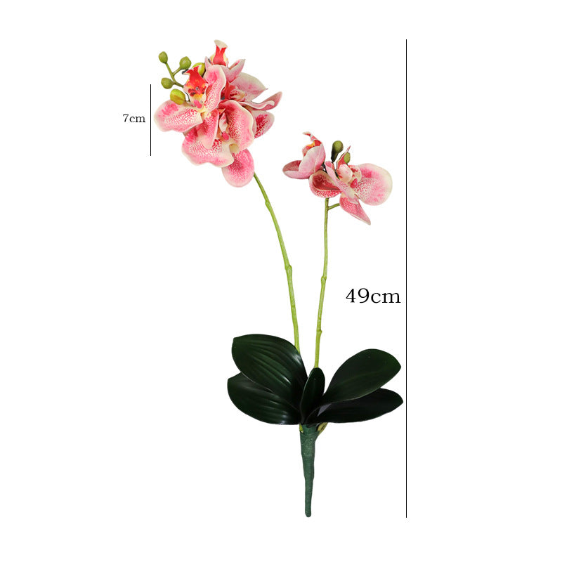 Lifelike Dual-Stem Orchid with Moisture-Infused Leaves –  Home and Hotel Decor for Elegant DIY Floral Arrangements