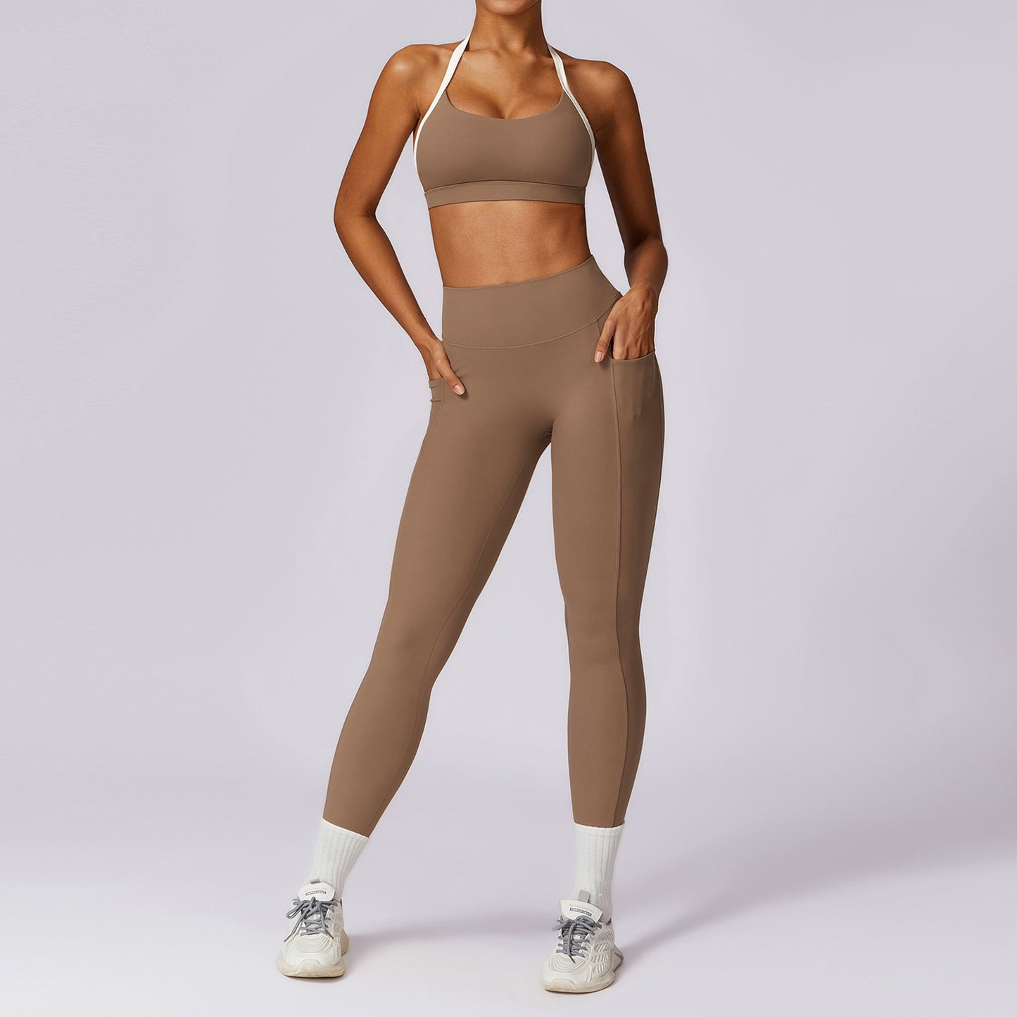 Spring Color Block Yoga Outfit Set for Women Versatile and Comfortable Fitness Apparel with High End Appeal for Yoga and Casual Wear