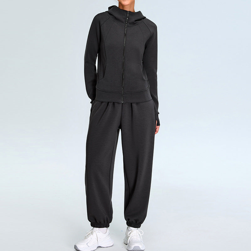 Cozy Fall Winter Soft Modal Warm Lounge Set for Women Relaxed Sporty Sweatshirt Pants for Workouts At Home Comfort