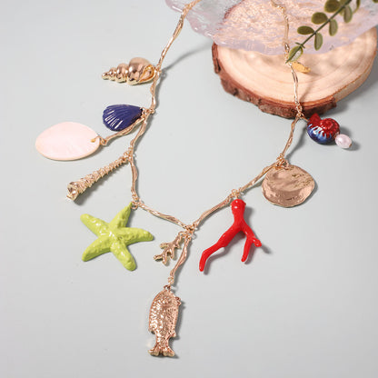 Bohemian Style Exaggerated Alloy Drip Oil Ocean-inspired Animal Pendant Necklace - Unique, Stylish, and Versatile Jewelry for Every Occasion