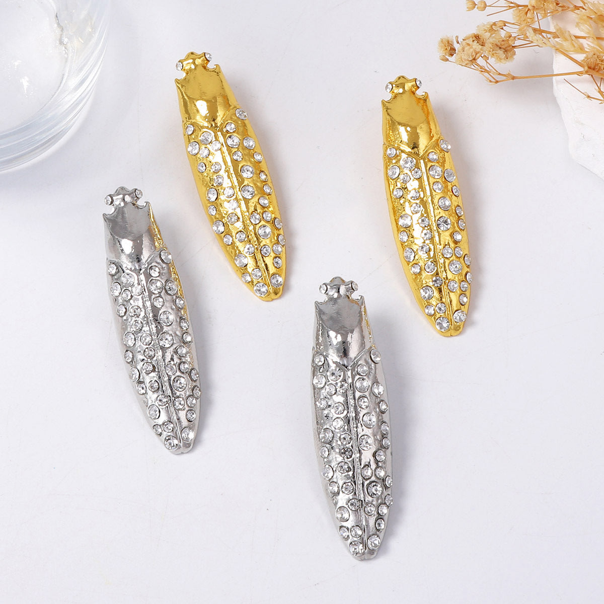 Chic Minimalist Alloy Insect-Themed Ear Studs for Women | Sparkling Micro-Set Zirconia | Unique Design for Effortless Elegance