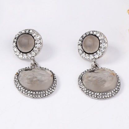 Trendy Vintage-Inspired Geometric Button Earrings - Unique Alloy Design for Effortless Style and Versatile Everyday Wear